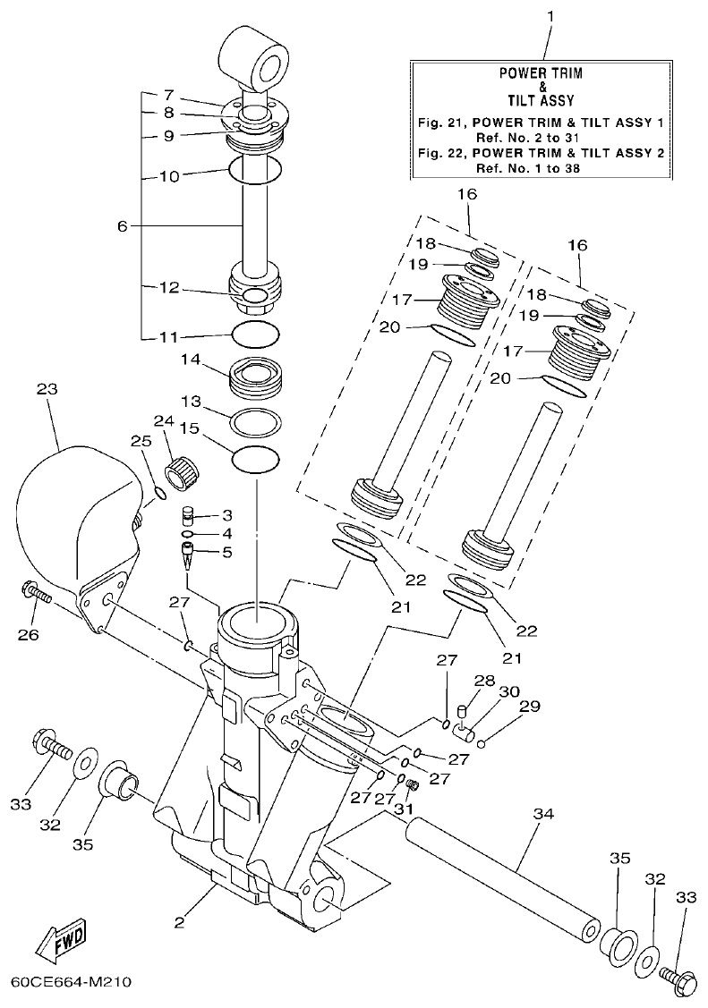 Yamaha F100BET POWER TRIM & TILT ASSY 1 parts diagram